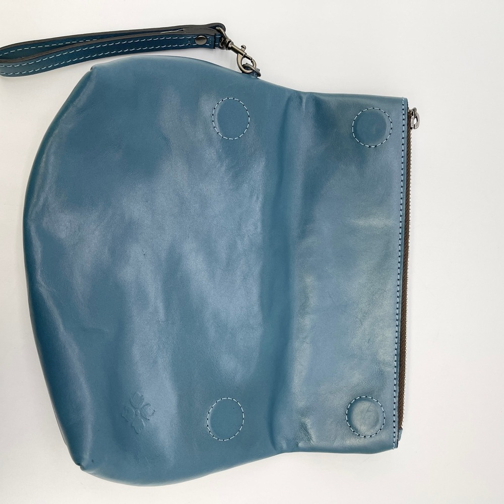 Patricia Nash Valerie Foldover Wristlet Clutch Blue Leather Minimalist Boho Chic - Picture 4 of 16